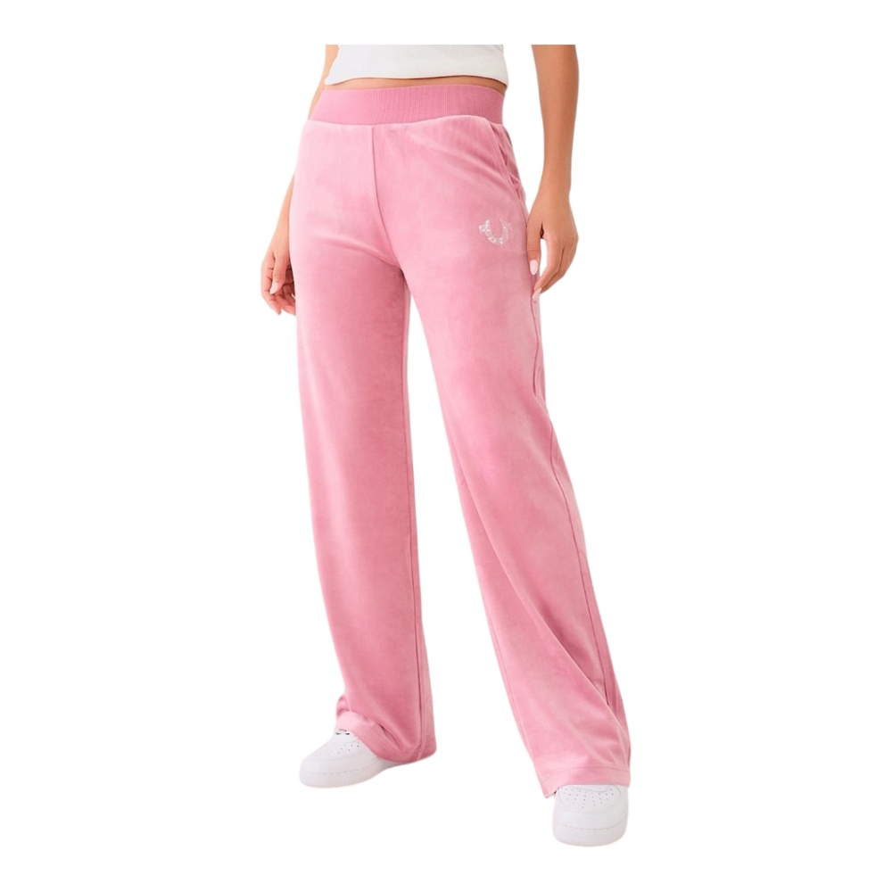 TRUE RELIGION CRYSTAL STRAIGHT LEG SWEAT PANT  BABY PINK SZ XXL - Picture 2 of 9
